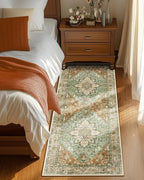 RELEANY Washable Area Rug, Runner 2'x5', Brick/Brown/Green | Non-Slip, Water - Image 3