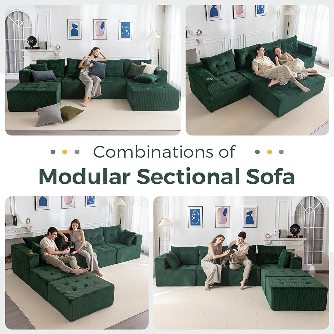 MAXYOYO 129.5" Modular Sectional Sofa Couch, U Shaped Modern Cloud Couch - Image 4
