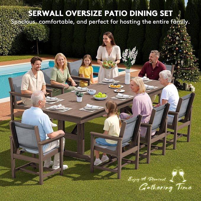 SERWALL 9 Piece Outdoor Dining Set - Image 8