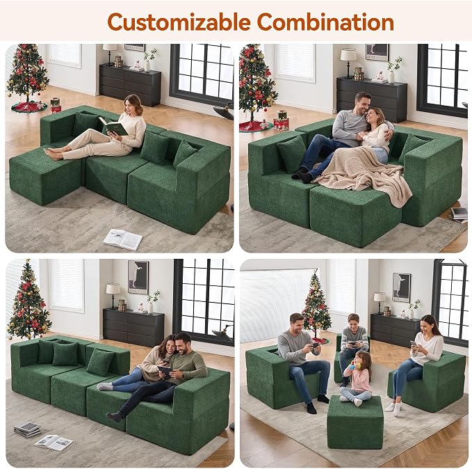 MONVANE 103'' Modular Sectional Sofa, Comfy Teddy Velvet Cloud Couch - Image 4