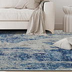 6x9 Area Rugs for Living Room Washable Bedroom Dining Room Blue Grey White | - Image 9