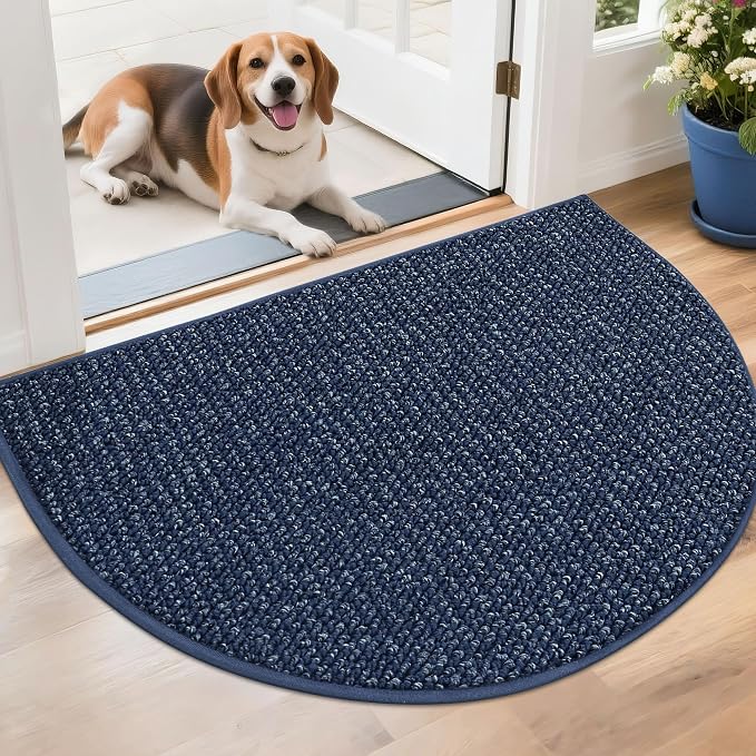 BEQHAUSE Dirt Trapper Door Mat 26" x 40" Half Circle Non Slip Rugs, Absorbent by BEQHAUSE