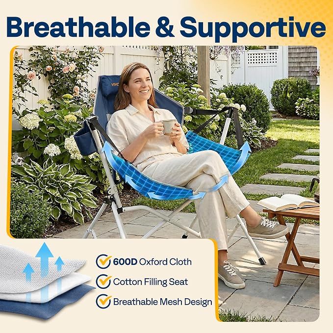 VIVOHOME Hammock Camping Chair, Portable Outdoor Swinging Rocking Chairs - Image 4