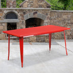 Flash Furniture Charis Commercial Grade 31.5" x 63" Rectangular Red Metal - Image 2