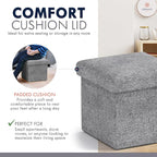 Ornavo Home Small Storage Ottoman Foldable Collapsible Cube Square Linen - Image 6