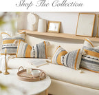 Boho Decorative Throw Pillow Cover 22x22 Square Yellow Mustard Accent - Image 7