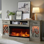 OKD 3-Sided Glass Farmhouse Fireplace TV Stand by OKD