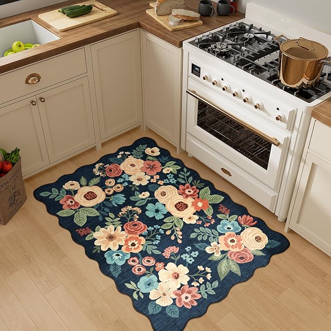 DUKINO 2x3 Rug for Entryway, Floral Door Mat Washable Rug, Low Pile, Soft Small - Image 5