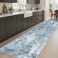 Soalmost Hallway Runner Rug 2'6" x 12' Kitchen Rugs Abstract Blue/Grey | by Soalmost