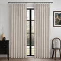 Semi Sheer Natural Linen Greyish Brown Curtains 86 Inches Long 2 Panels Set by PleatedDrapes
