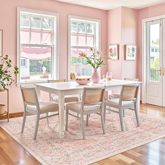 Pink Rugs for Bedroom-5x8 Area Rugs for Living Room, Girls Room | Washable Rugs - Image 9