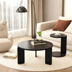 GDFStudio Round Nesting Coffee Table Set of 2, Modern Wooden Accent Side Table - Image 6