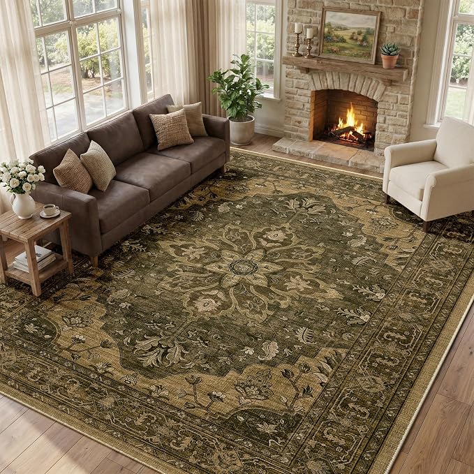 RELEANY Washable Area Rug, Large 9'x12', Water Repellent, Pet Friendly - Image 3