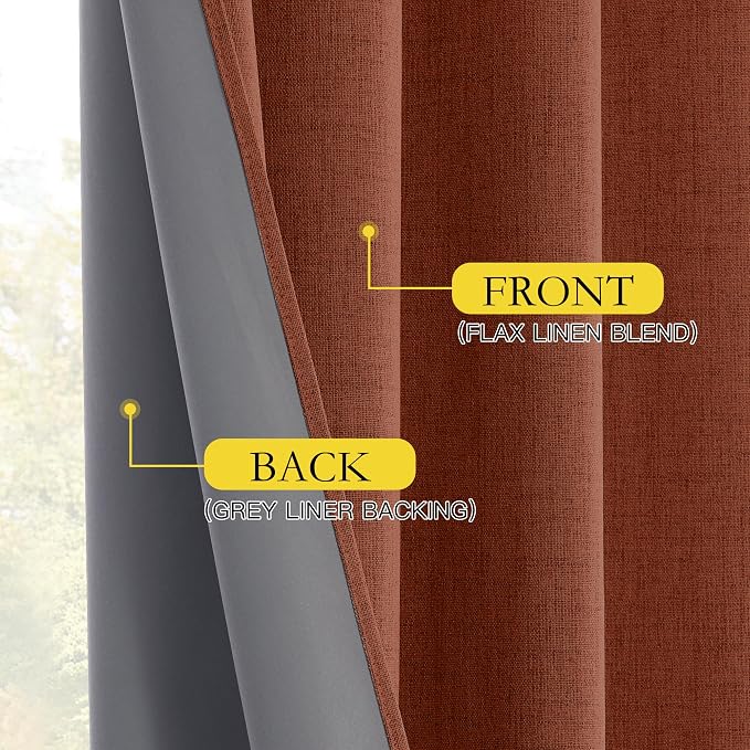 NICETOWN 100% Absolutely Blackout Linen Curtains - Image 8