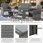 4 Piece Patio Ratten Set Outdoor Furniture Set Wicker Conversation Set - Image 3