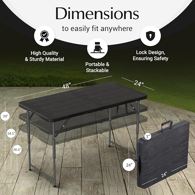 4 Feet Foldable Table Adjustable Height - Image 3