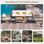 VilroCaz 4 Pieces Outdoor Sectional Sofa Set, All-Weather Patio Seating Group - Image 6