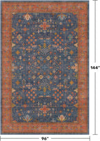 Navy Blue Large Area Rugs 8x12 Living Room, Geometric Floral Rugs - Image 2