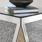 Inverted Triangular Mirror Square End Table, Crystal Diamond Inlaid Coffee Table - Image 4