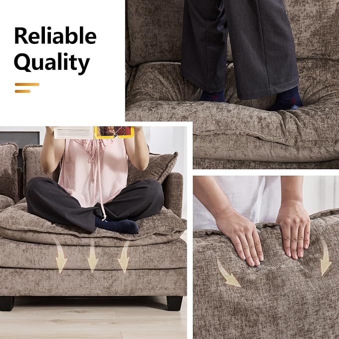 113'' V Shaped Cloud Sectional Sofa, Oversized Deep Seat Couches - Image 5
