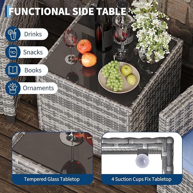 3-Piece Patio Furniture Set, Outdoor PE Rattan Chair - Image 6