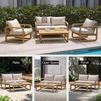 Idzo Ivy Loveseat with Coffee Table – Beige Fabric, 2-Seater Outdoor Sofa Set - Image 9
