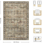 6x9 Area Rugs - Washable Vintage Retro Living Room Rug, Soft Ultra Thin Non - Image 2