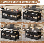 SYESWAY 42'' Lift Top Coffee Table, 4-in-1 Multifunctional Lift Coffee Table - Image 6