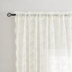 YJ YANJUN Vintage Lace Curtains 63 Inches Length- Elegant Victorian Floral - Image 2