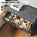 T4TREAM Fluted 3 Drawers Nightstand, Oversized Extra Large Modern Side Table - Image 4