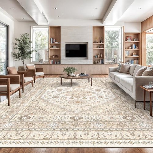10x14 Area Rugs for Living Room, Large Washable Rug, Dining Room, Low Pile by Zesthome