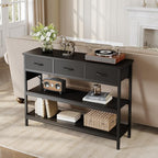 Lulive Entryway Table with Power Outlets, Console Table with 3 Fabric Drawers - Image 9