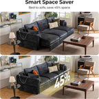103" Electric Pull Out Sleeper Sofa Bed, 2in1 Convertible Power Extendable - Image 6