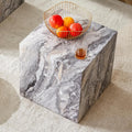 16'' Cube Coffee Table with Marble Stone Pattern, Square No Assembly End Table by KTRolster