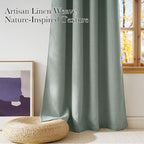 NICETOWN Short Faux Linen Sage Green Blackout Curtains 63 inches Long - Image 3