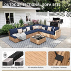 UPHA 9 Pieces Patio Furniture Sets, Wicker Outdoor Sectional Sofa Couch - Image 3