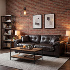 Faux Leather Sofa, Mid Century Modern Leather Upholstered Deep Loveseats - Image 8