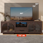 70" LED TV Stand with Storage for 75/80" TVs, Faux Marble Entertainment Center - Image 2