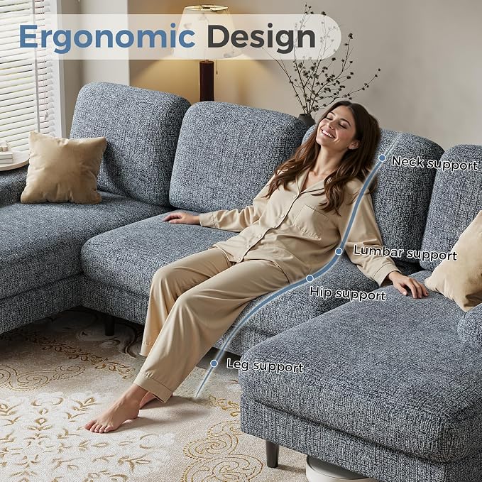 DUMOS Sectional Couches for Living Room, U Shaped Couch - Image 4