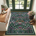 PLHXFR Area Rug Living Room: 3x5 Floral Washable Boho Carpet Dark Green | by PLHXFRSoftAreaRugs