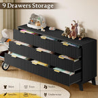 BORNOON Fluted 9 Drawer Dresser, 57.1" Wide Modern Boho Chest of Drawers - Image 6