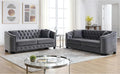 2 Piece Modern Chesterfield Velvet 77" 3-Seater Sofa Set, Upholstered Tufted by Unknown