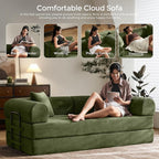 79" Convertible Sofa Bed with Fixed-Shape Frame & Removable Armrests, Modular - Image 8