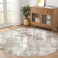 LOONGRUG Round Rug 4x4 Washable Neutral Modern Circle Area Rugs Brown | by LOONGRUG