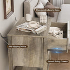 Xixini Nightstand Set of 2, Rattan Boho Bedside Table - Image 6