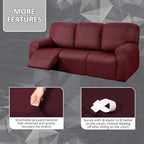 ULTICOR 8-Pieces Recliner Sofa Covers, Yarn Dyed Stretch Reclining Couch Covers - Image 3
