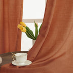 95 Inch Long Terracotta Linen Sheer Curtains - Image 3