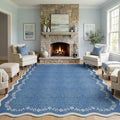 GarveeHome Scalloped Area Rugs 8x10 Large Blue Washable Living Room Rug | Soft by GarveeHome