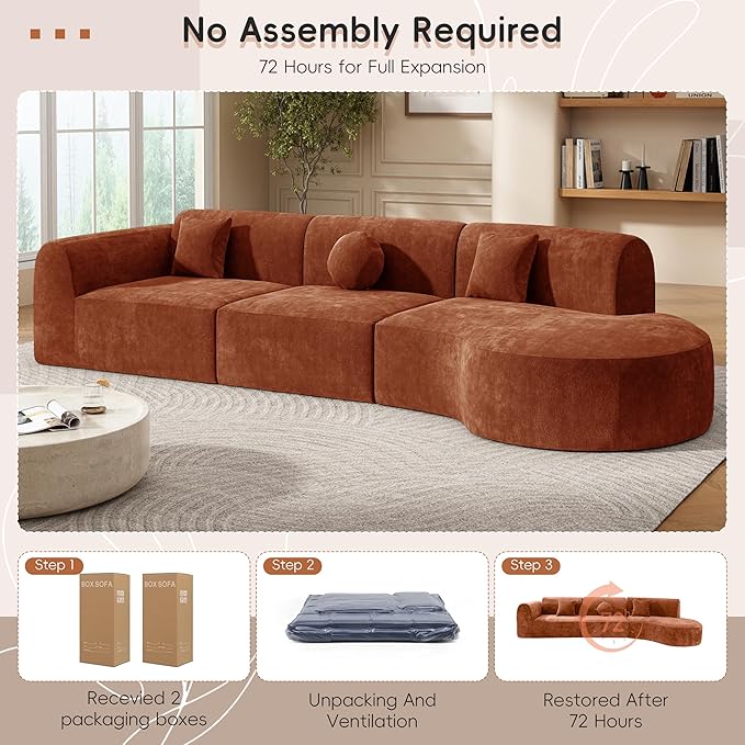 Merax 140" Curved Polyester Sectional Sofa Set, 7 Seat Modern Cloud Couch - Image 4