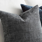 MIULEE Chenille Textured Throw Pillow Covers Dark Grey 18x18 Set of 2 | Slubby - Image 3